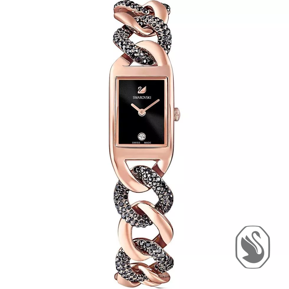 Swarovski Cocktail Ss Black Watch 24.5mm X16.5mm