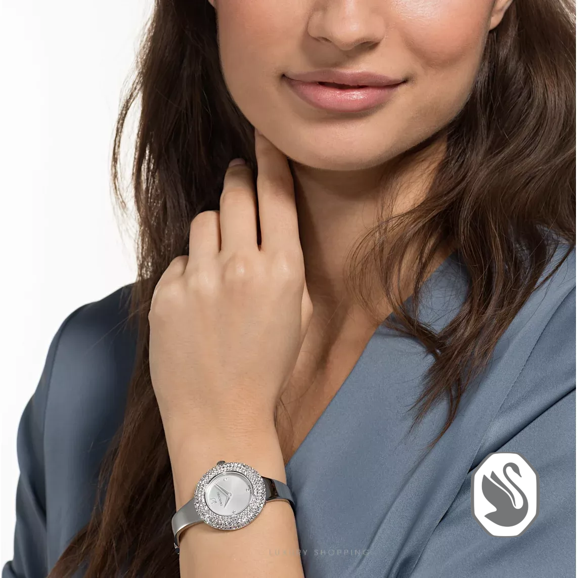 Swarovski Crystal Rose Silver Watch 34mm