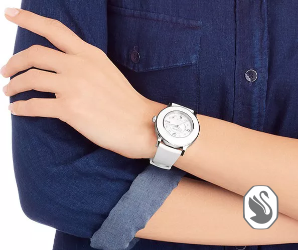 Swarovski Octea Classica White Rubber Watch 39mm