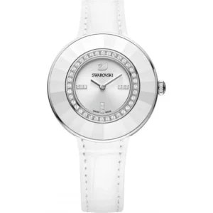 Swarovski White Leather Watch 36mm